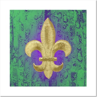 Mardi Gras Fleur de Lis Purple Green and Gold, Posters and Art